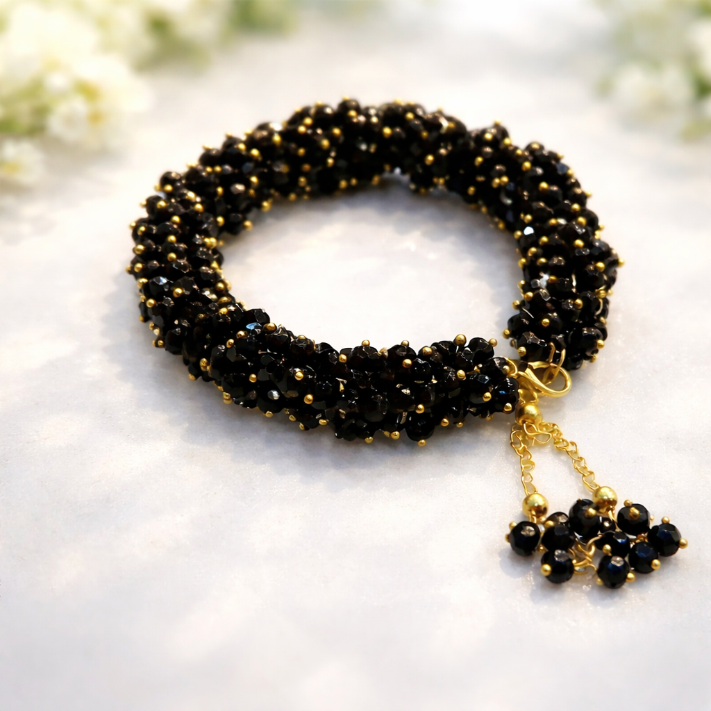 Gajra Bracelet Crystal Beads  Handmade Pearl Beaded Bracelet Bangle Jewelry  for Women Girls Gift for Eid