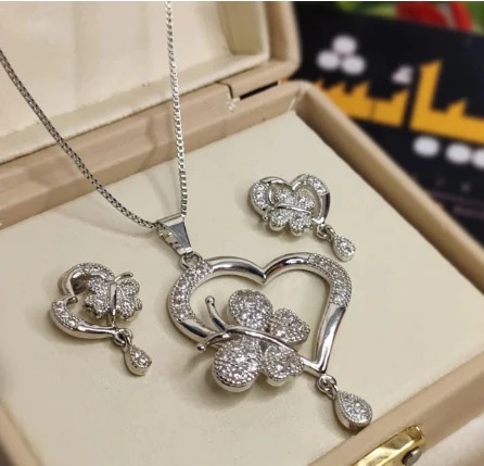 Sterling Silverand golden Necklaces Pendant Jewelry Set Sterling Silver Jewelry Gift