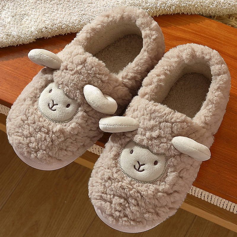 Herrnalise Womens Mens Mules Plush Warm Slippers,Cartoon Lamb Home  Shoes,Autumn And Winter Indoor Cotton Slipper Women Shoes on Clearance