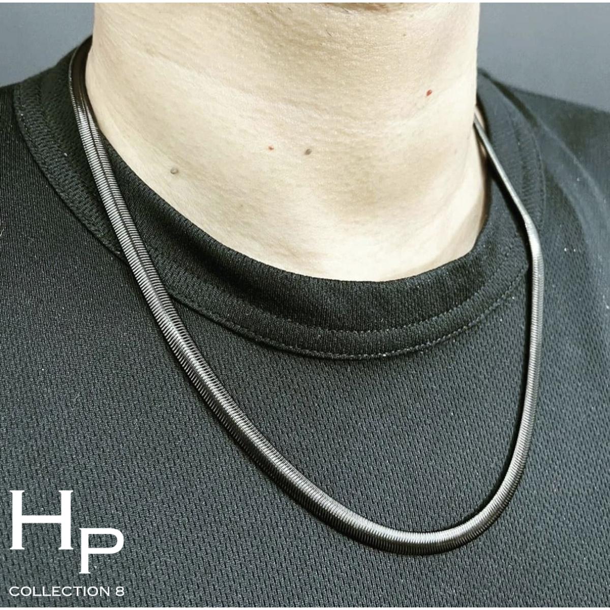 Snake Chain Black 100% Stainless Steel, No Fade/Rust Necklace 9mm Snake Bone Blade Chain Necklace /55cm (22Inches) Necklace Jewelry Gift