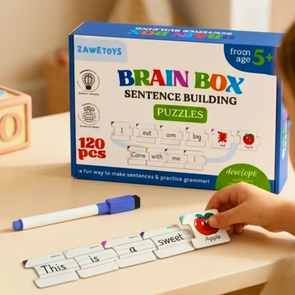 Key Education Big Box of Word 120 PCS BRAIN BOX - SENTENCE BUILDING PUZZLES  Kid Toys Jigsaw Puzzle Box, Jigsaw Puzzles for Kids, Brain Games, Kids Toys, , Kids Puzzle Game, Puzzle for Kids, Puzzle Games ZAWE TOYS
