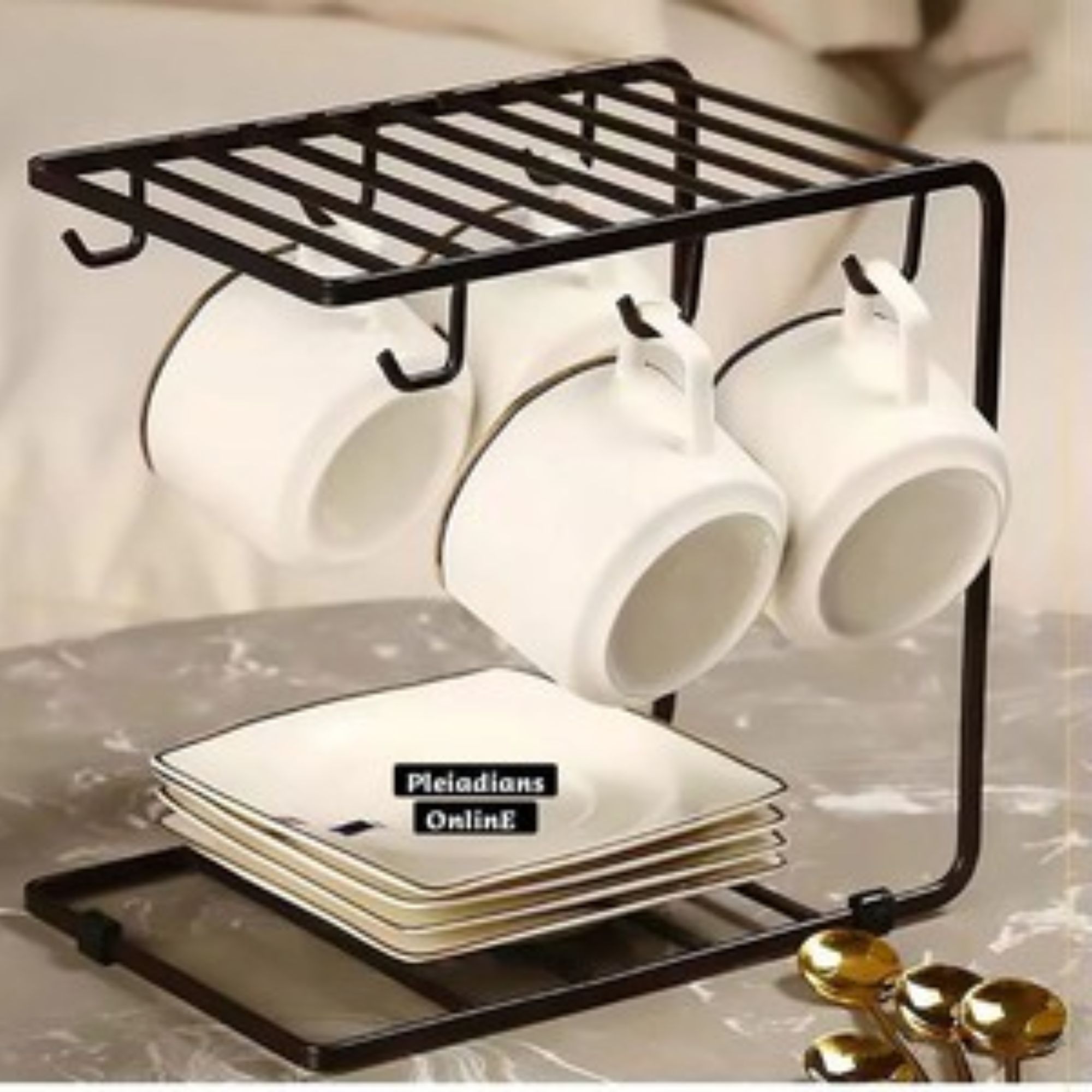 6 Cups Mug cup Stand Holder Cup Drying Rack Shelf Bottle Cup Hanging ...