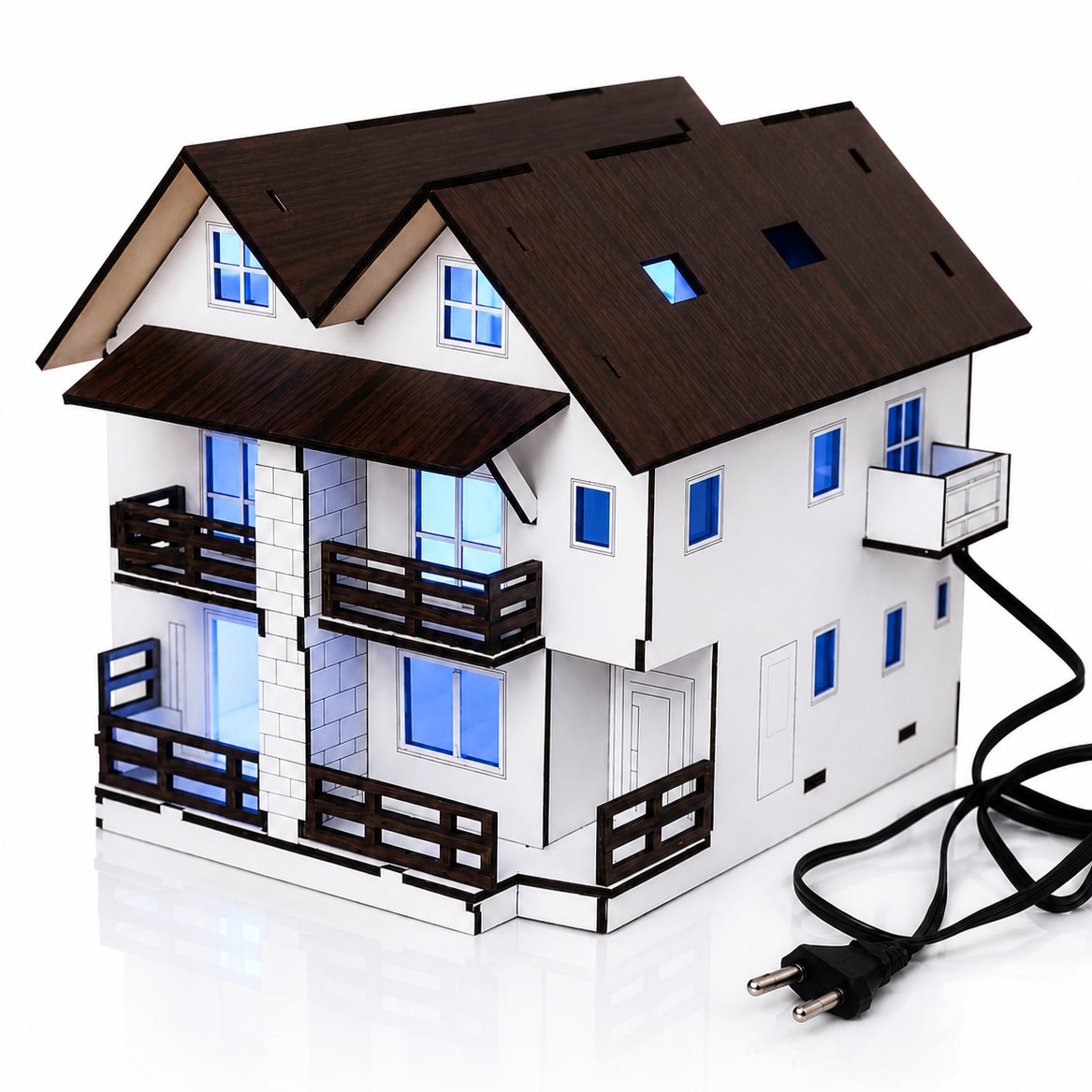 Wooden House 3D Model, Laser Cut Wooden Mountain House Lamp, Wonderful Gifts 3D Toy House Doll Gothic Villa Educational Wooden Miniature Construction Kids Toys Wood Crafts Home Decor