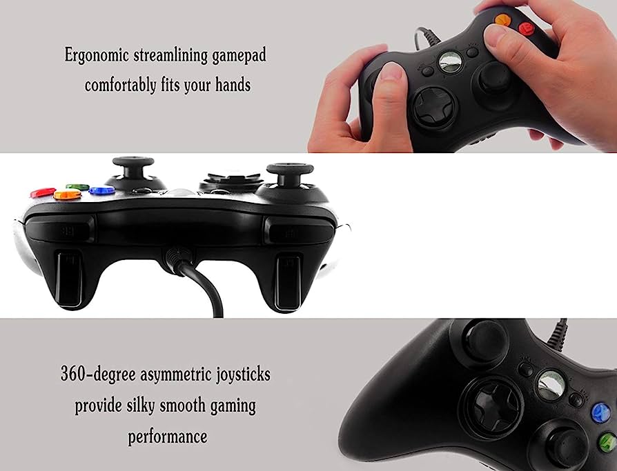 Xbox 360 Controller for Windows & Xbox 360 Console Wired USB Joystick Support PC Laptop