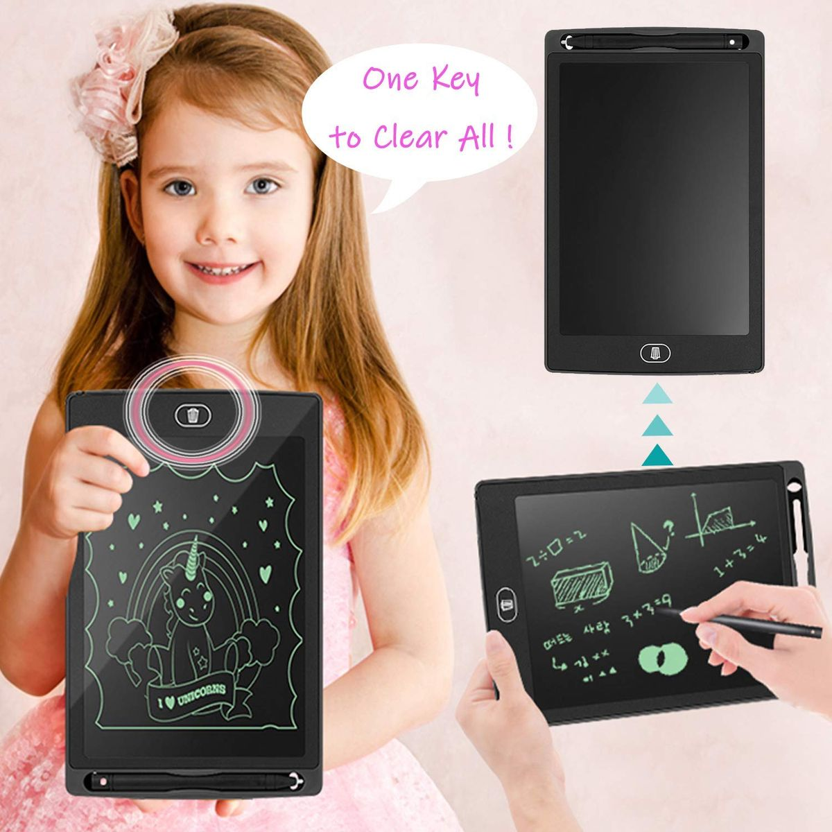 Hot Selling LCD Writing Tablet/Pad for Kids,6.5 inch, 8.5 inch, 10 inch, 12 inch Kids Doodle & Scribble Boards with Protect Cover, Educational Toys, Erasable E-Writer Digital Drawing Board Toddler Toys Kids Drawing Pad Best Gift for Kids-Multi-color