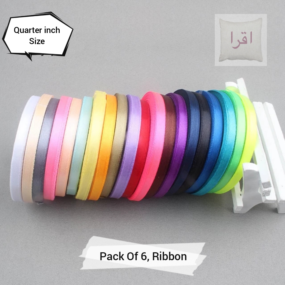 Pack Of 6 -- 0.6mm - Quarter Inch Ribbons - Multi Color