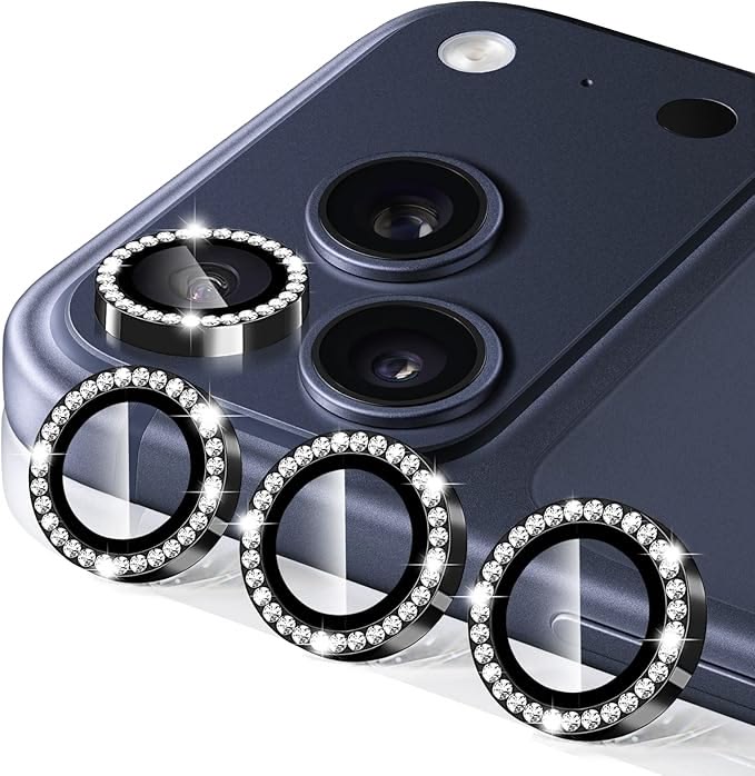 Diamond Camera Lens Protector For 11 / 12 / 13 / 14 / 15 / 16 / 17 Series  Luxury Sparkle Shockproof Camera Guard