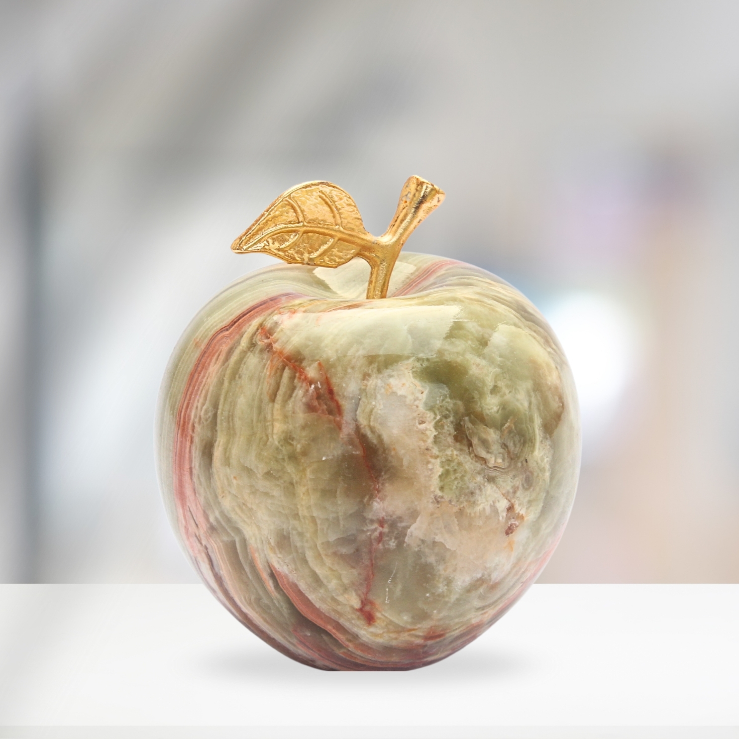 2 Inch Handmade Marble Apple Set - Decorative Paperweight for Home & Office
