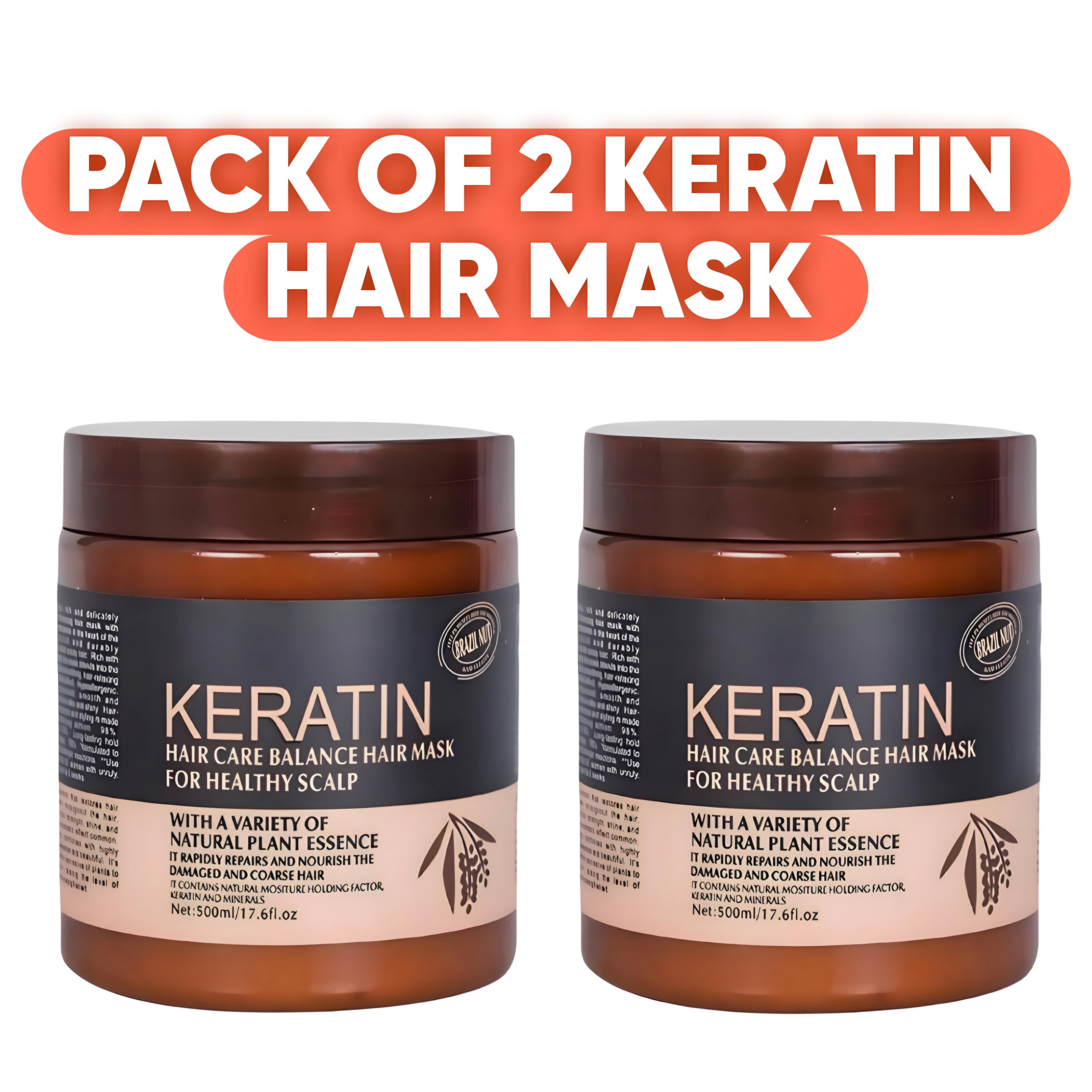 Premium Keratin Hair Mask with Silk Protein & B-Complex Vitamins for Hair Repair & Nourishment - Single Pack