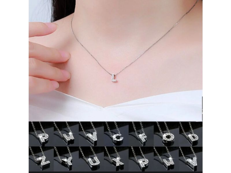 Silver Stainless Steel Alphabet Necklace/Locket/Pendants for Girls & Women with Chain - A to Z Your Name Alphabets