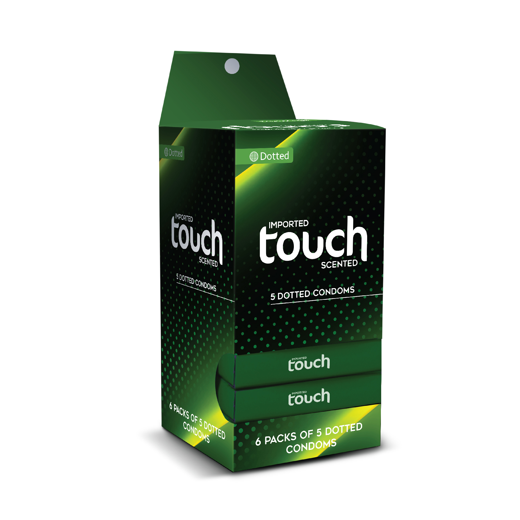 Touch Dotted Condoms Dispenser - Pack of 5 - 30 Pieces (5 x 6's)