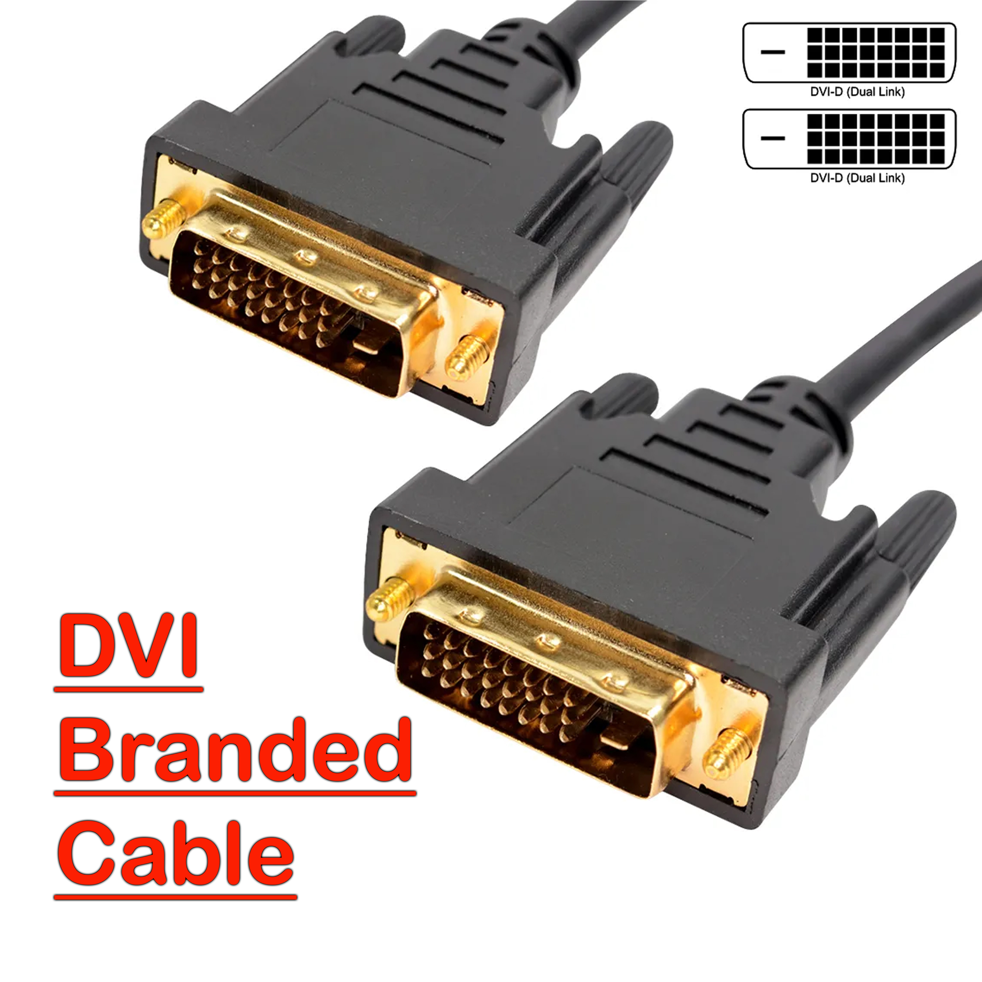 DVI to DVI Cable Original Branded 100% Pure Cooper - DVI Male to DVI Male Cable  - DVI 24 Pin Cable - DVI Computer Cable