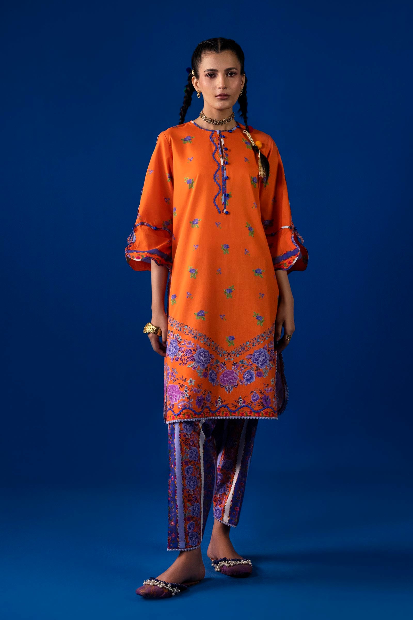 Sana Safinaz-Unstitched 2 Piece Lawn Suit-H263-006B-2AC-Mahay Summer Vol 3-Dress For girls
