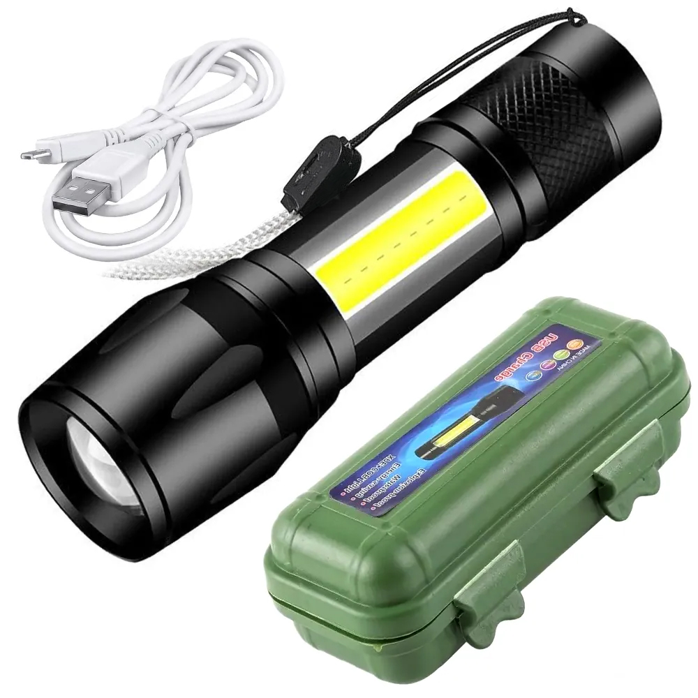 Premium Multifunctional Zoomable Flashlight Torch 520A LED Super Bright Rechargeable Long Range White Laser Light 8 Modes Flash light with Fluorescent Shell, Portable Hand Torch for Kite Flying  & Emergencies, Camping, Hiking, UV Light for Currency check