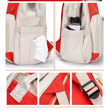 Elegant Large Capacity Multifunctional Diaper Bag with Insulated Bottle Pockets and Waterproof Fabric