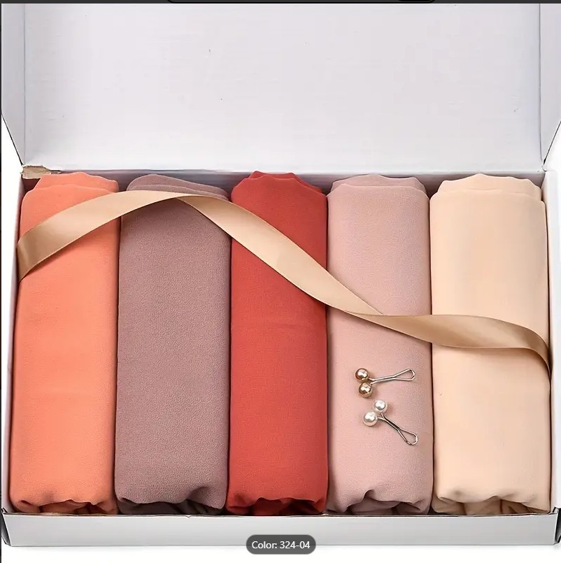 6pc Set Premium Chiffon Hijab Scarves Solid Color Islamic Wrap Shawl Plain Lightweight Modest Wear
