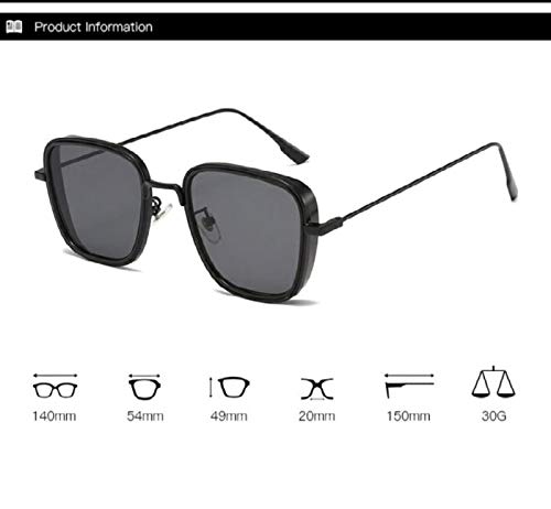 AlRashid Shopping Store Men's Square Sunglass Black Frame Black Lens For Man Woman