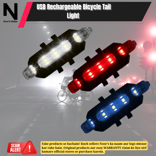 Noor’s USB Rechargeable Bicycle Tail Light  Waterproof LED Bike Rear Safety Warning Light for Bicycle & Motorcycle Cycling Accessories