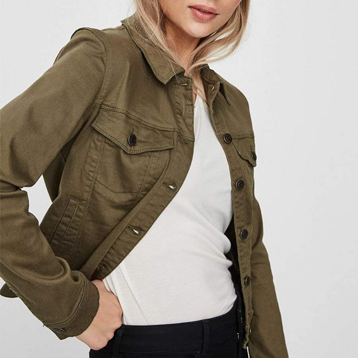 denim jacket green womens