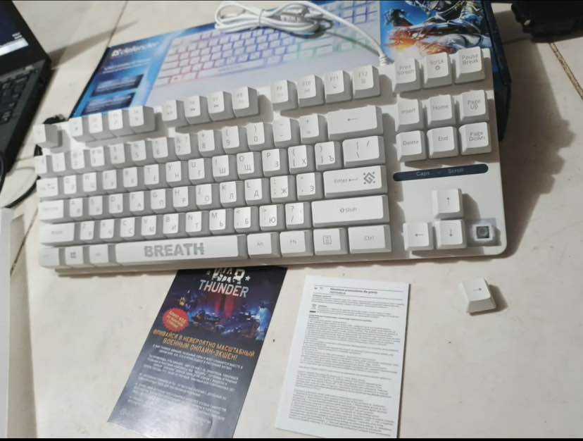 Defender BREATH semi mechanical RGB  keyboard USB wired keyboard for pc & laptop with wirst pad 87 Keys full Rgb