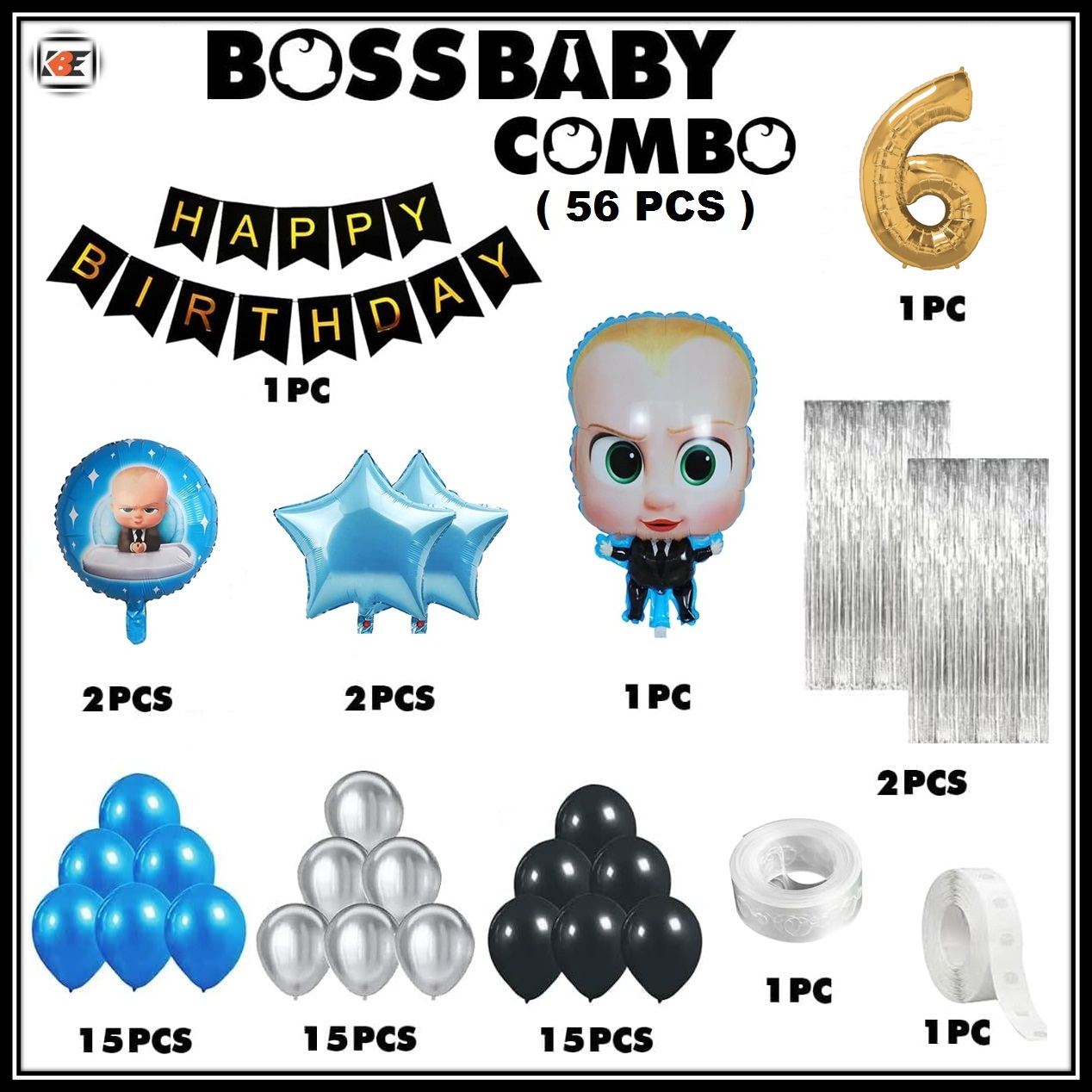 Boss Baby Birthday Theme Decoration Combo Set 56 Piece Happy Birthday ...