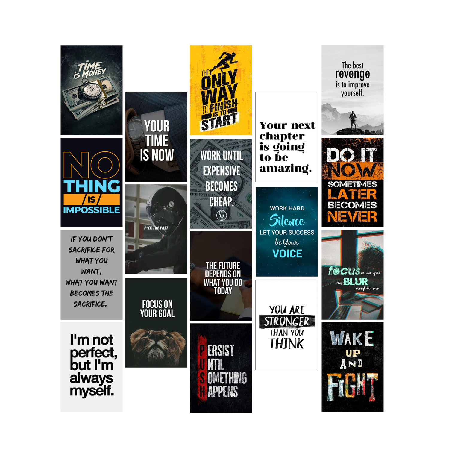 Motivational Posters Cards Collage Kit In 4x6 Inches l Pack of 40 Inspirational Quotes for Room and Office Decor l Motivational Cards For Wall Decor