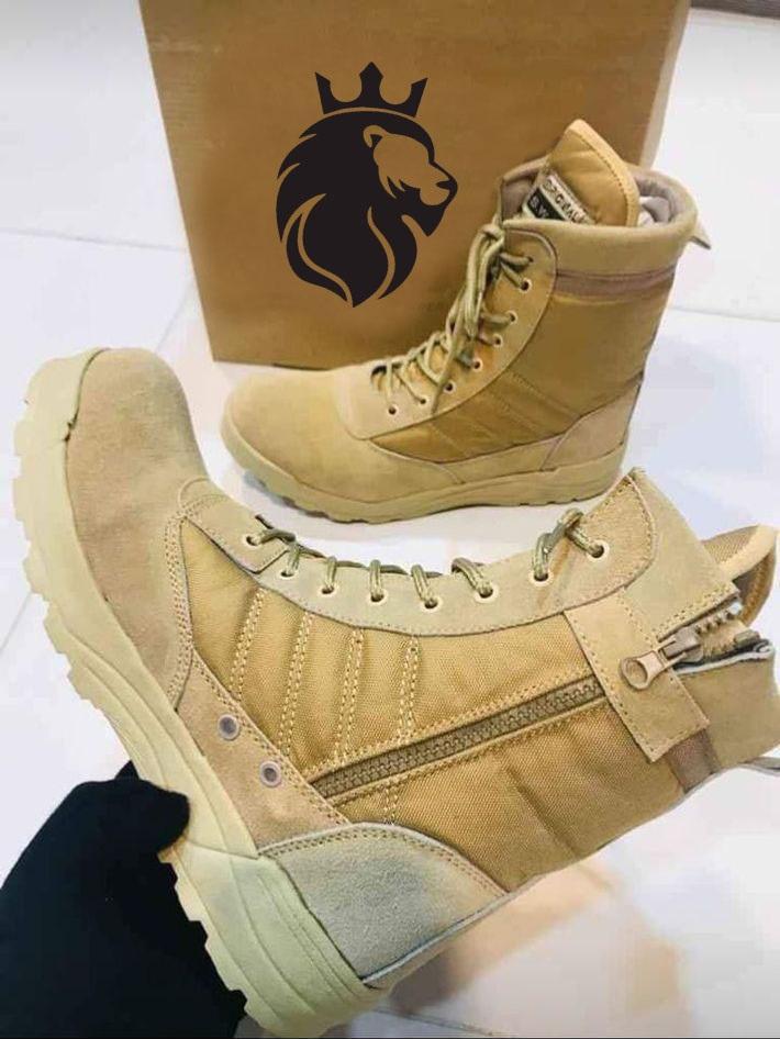 Brown Army Walking Army Boots For Men