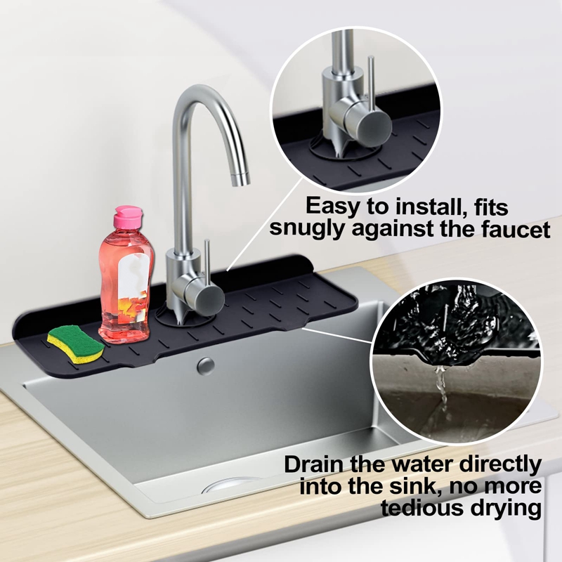 Kitchen Faucet Sink Splash Guard, Faucet Water Catcher Mat
