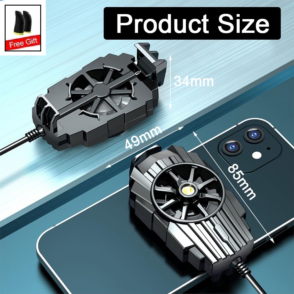 Ergonomic Design Mini Portable PUBG Cooling Fan High Quality Durable Cooling Fan For PUBG & FREE FIRE Powerful Mobile Radiator For Mobile Portable Anti Slip Base Cooling Fan For Gaming Live Streaming With Free Thumb Sleeves.