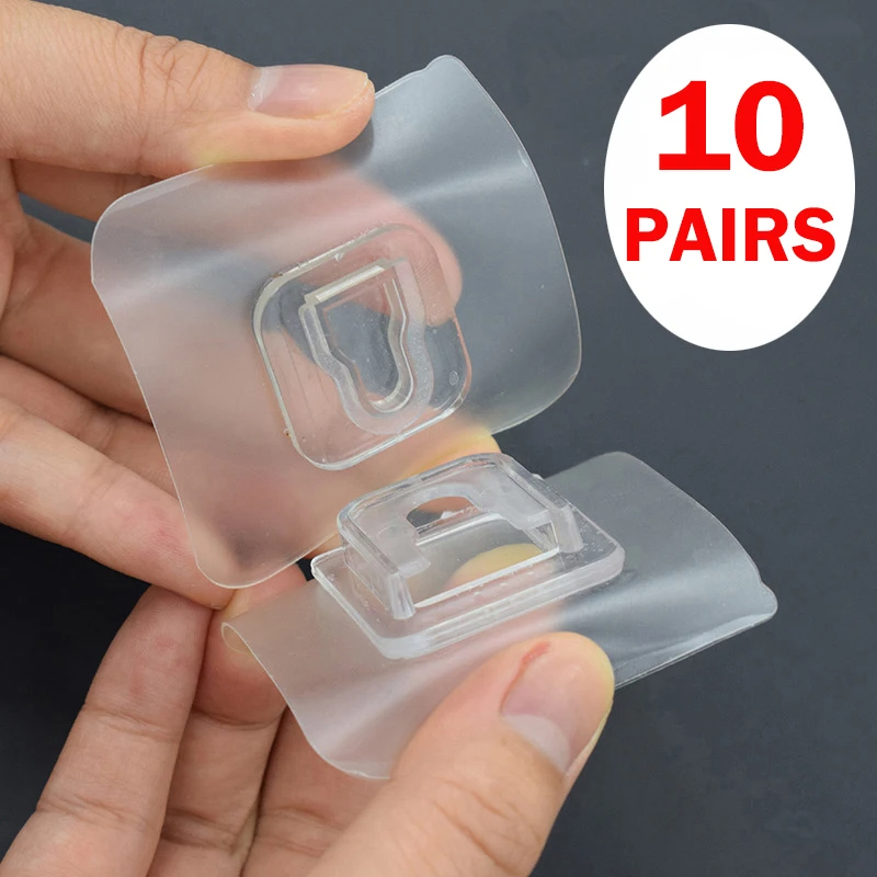 10 Pair Double-sided Adhesive Wall Hooks Suction Cup Hooks stick - Main Image