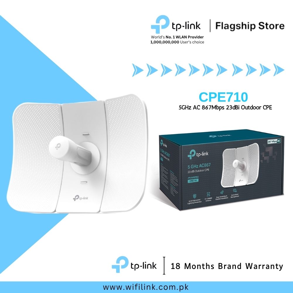 TP-Link Wi-Fi Outdoor Range Extender CPE710 20km 5GHz AC 867Mbps 23dBi Outdoor CPE - 18 Months Brand Warranty