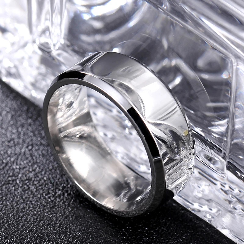 Two PCs Titanium Rings for Boys and Girls | Silver Gold Black Stainless Steel Shiny Challa for Boys | Simple Plain Jewelry Ring for Girls Ladies Women