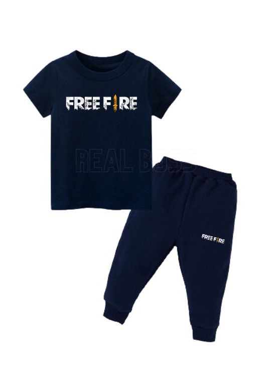 Free Fire Blue Tracksuit For Kids, Junior Tracksuits For Boys, Junior Tracksuits For Girls (T-Shirt + Trouser) - Keep Your Kids Stylish And Comfy With Free Fire Tracksuits
