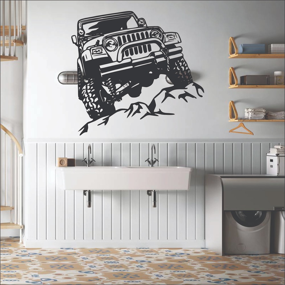 Driving jeep wallpaper black jeep car wall sticker boy room wall