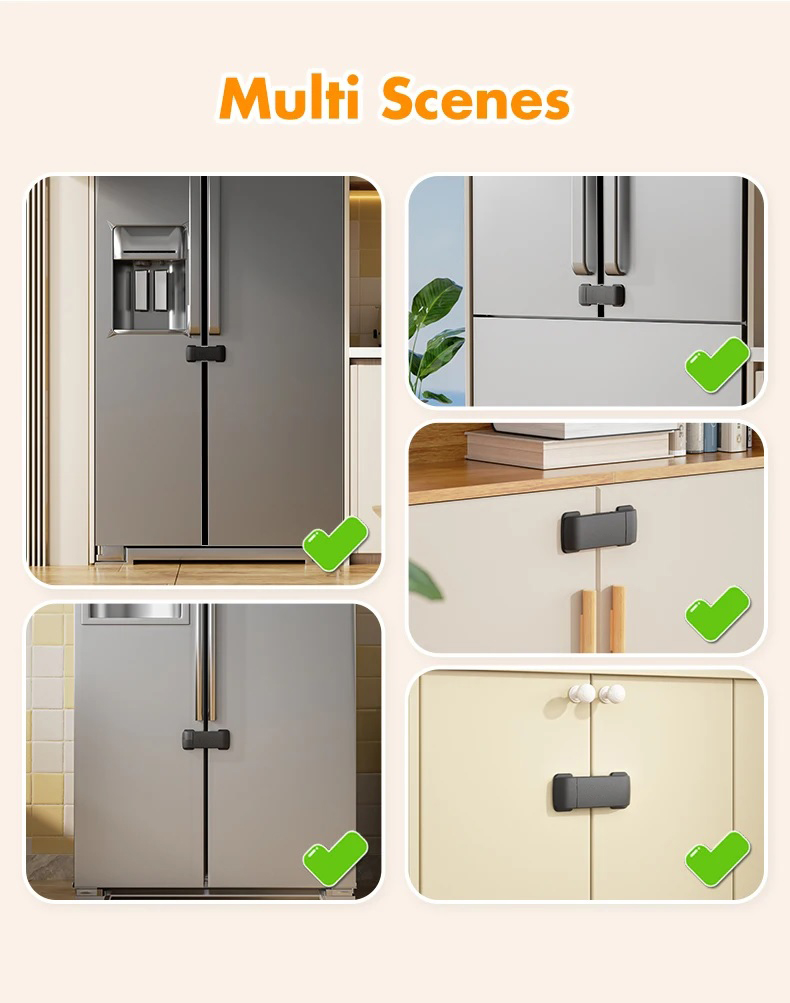 Kiddie Guard Baby Safety Multipurpose Latch Lock For Refrigerator Freezer Cupboards Cabinets Lock Door Gap Distance Cabinet Door Lock Protect Baby - 1Pcs