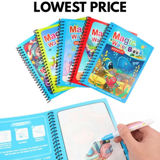 Magic Water Book Water Drawing Book Reusable Doddle Book Reusable Magic Water Quick Dry Book Water Coloring Book Doodle with Magic Pen Painting Board for Children