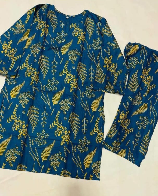 Trendy Stitched Petal Printed 2pc Dress for women and Girls