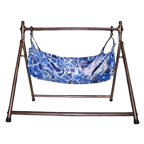 Baby Cradle Jhuli with Strong Steel Stand & Floral Fabric – 37” Length, 36” Height