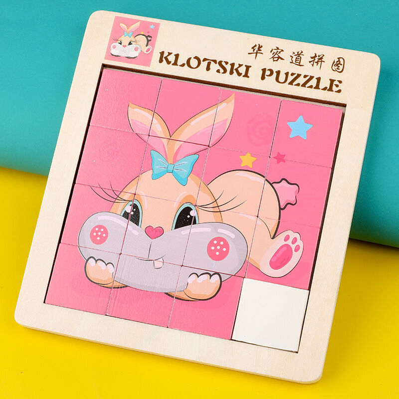 Sliding puzzle, digital animal, double-sided wooden puzzle board ...