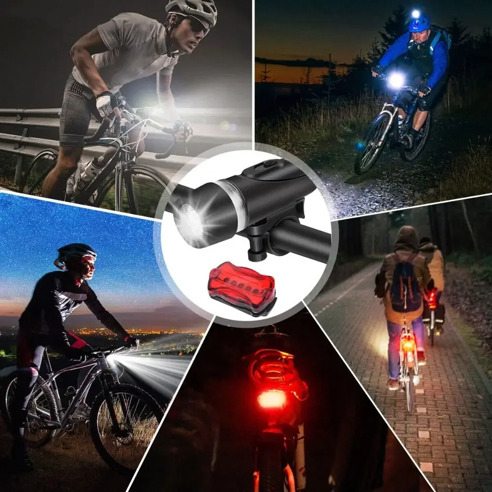 Bicycle Light 5 LED Set Front Headlight Back Taillight MTB Cycling Safety Lamp