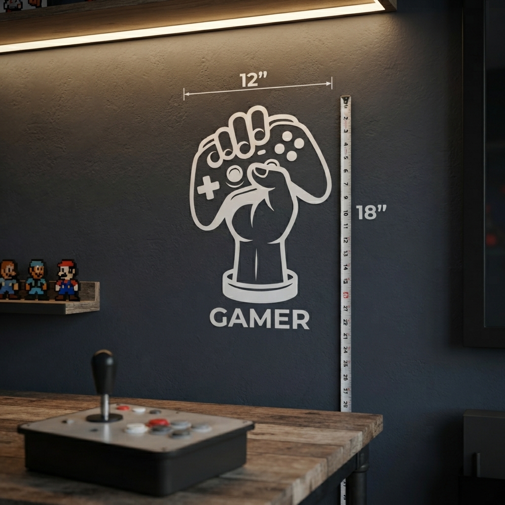Gamer Hand with Console Wall Sticker PVC Vinyl Decal | Gaming Controller Wall Art | Gamer Room Bedroom Setup Decor | 12 x 18 Inch