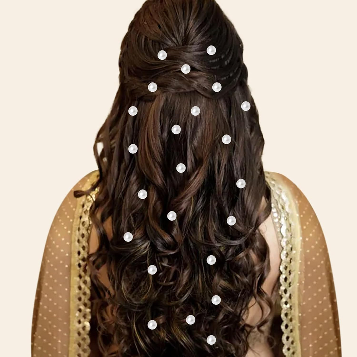 Pack of 20 Pearl Hair Beads for Women, Bridal Hair Accessories, Wedding Hairpins
