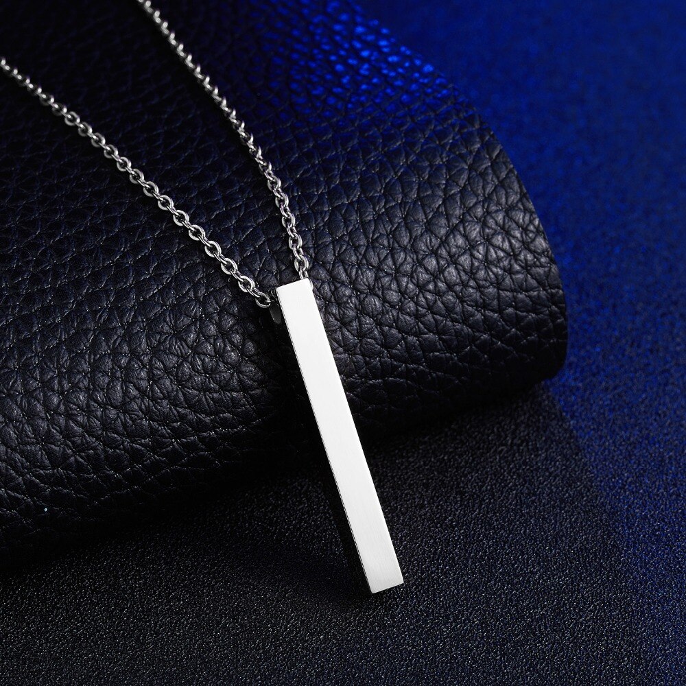 Silver / Black / Golden 100% Pure Stainless Steel Vertical Bar Necklace/Locket/Chain for Girls/Women