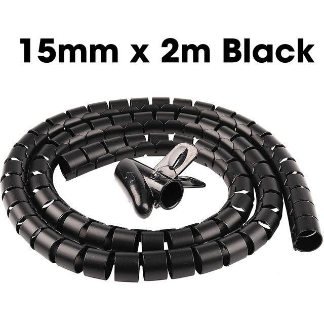 ZoeRax 2m 15/20/25mm Flexible Spiral Cable Wire Protector Cable