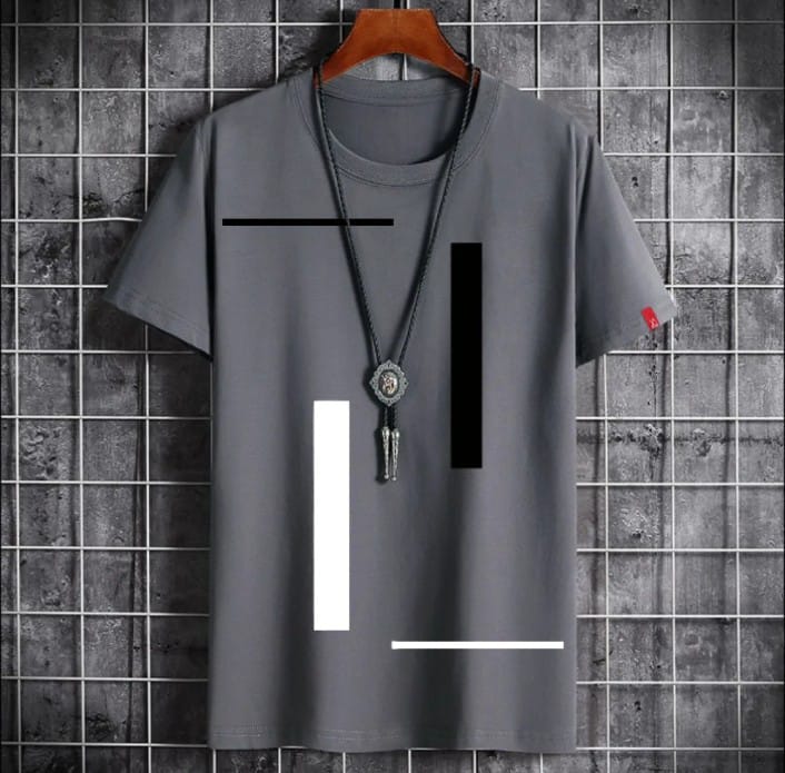 Trendy Theme Tag Vertical Strips Printed Colored Summer Top Half Sleeve Tee Shirt Round Neck Cotton Trendy T-shirt Casual Tshirt Spring Wear Smart Fit Half Sleeve Tee Shirt For Men And Boys