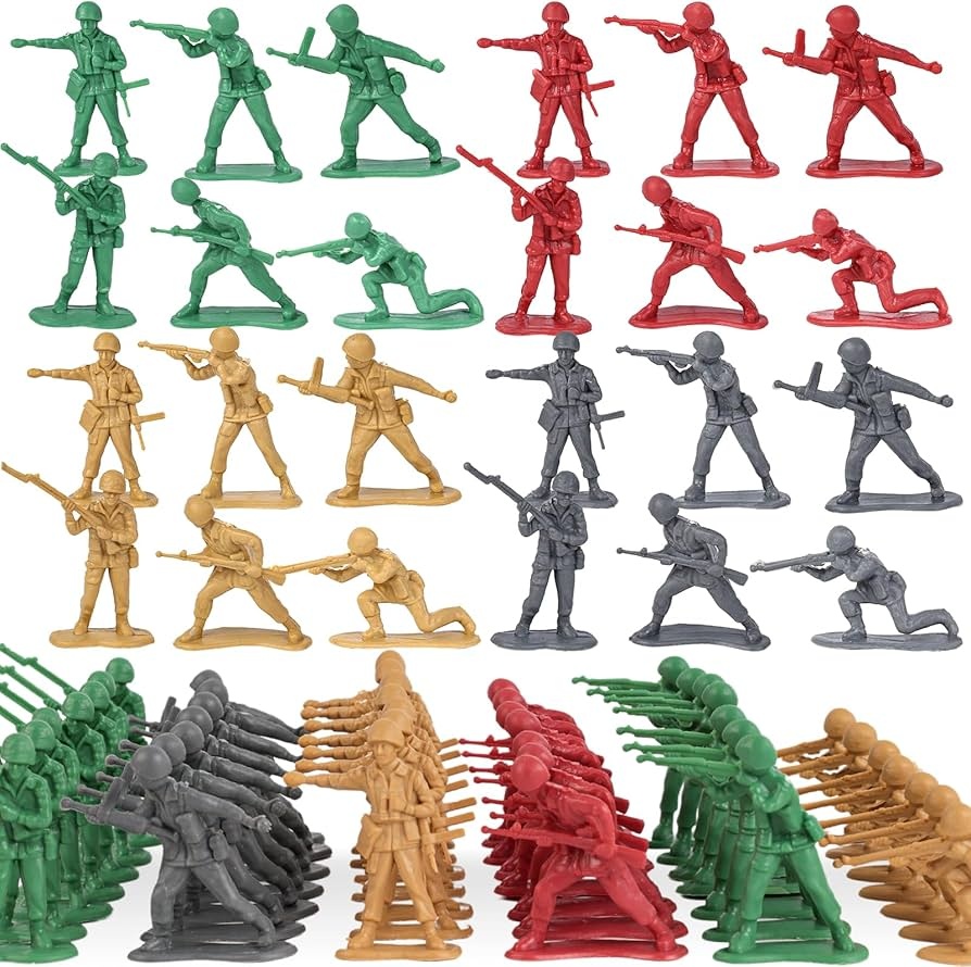 Army Soldier Toy Set – 25 / 50 / 100 / 200 / 500 - Pcs Military Force Mini Plastic War Men Action Figures for Kids, Boys & Girls – Fighting Soldiers Playset Toys