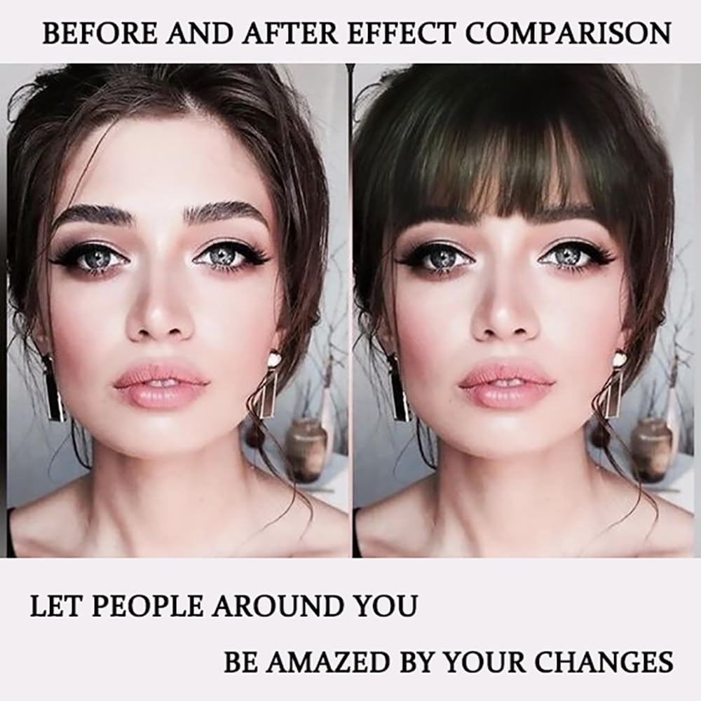 Clip in Hair Extension Fringe Front Bangs w/ Hair Temples