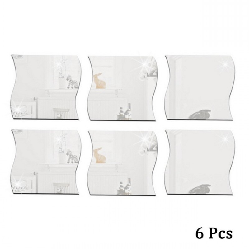 6PCS Mirror Wall Sticker Self Adhesive Acrylic Mirror Wall Sticker DIY ...