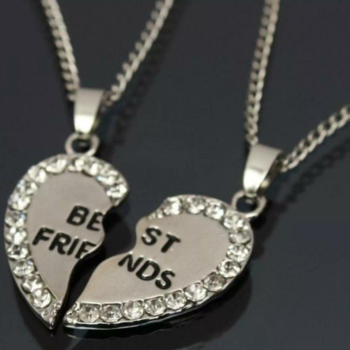 Stainless Steel Big Broken Heart Double Chain Pendant