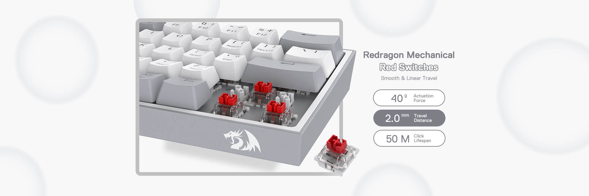 Redragon K617 Fizz 60% Wired RGB Mechanical Gaming Keyboard White Grey 61 Keys Hot-Swap Compact Mechanical Keyboard Linear Red Switch 16 6b289a1a23f1d50a443eb834352acca2